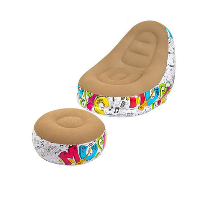 Coffee Graffiti Portable Inflatable Sofa Chair with Ottoman