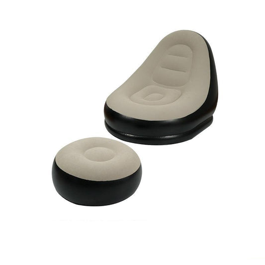 Grey And Black Patchwork Portable Inflatable Sofa Chair with Ottoman