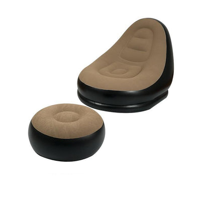 Coffee And Black Patchwork Portable Inflatable Sofa Chair with Ottoman