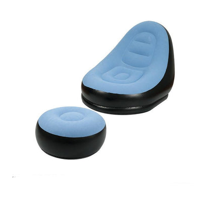 Blue And Black Patchwork Portable Inflatable Sofa Chair with Ottoma