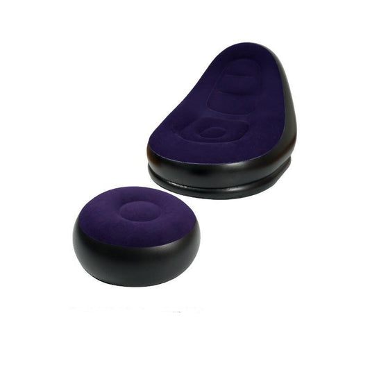 Purple And Black Patchwork Portable Inflatable Sofa Chair with Ottoman