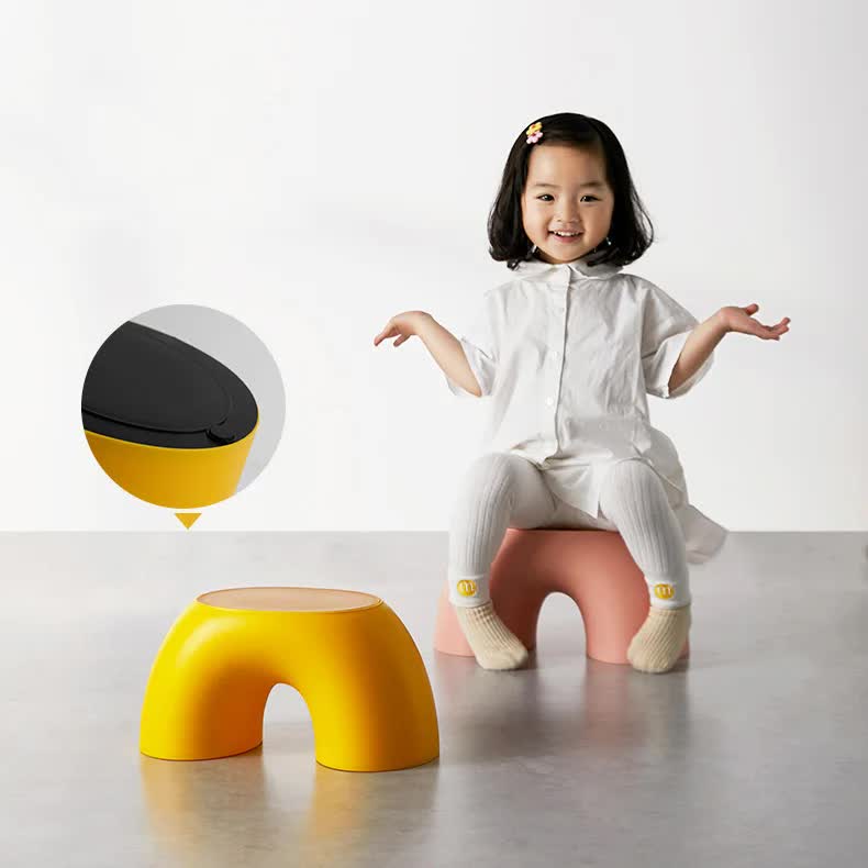 Yellow Minimalist Round Shape Footstool