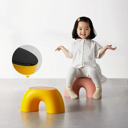Yellow Minimalist Round Shape Footstool
