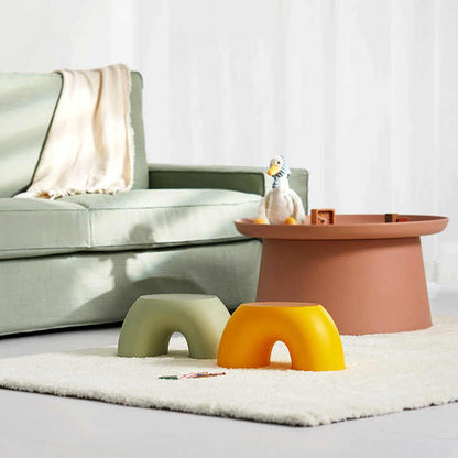 Yellow Minimalist Round Shape Footstool