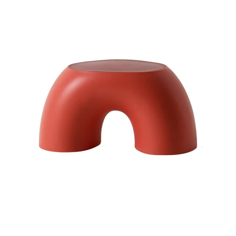 Red Minimalist Round Shape Footstool - Durable Anti-slip Rainbow Stool for Home, Creative Design PP+Polypropylene Material, Comfortable Shoe Bench
