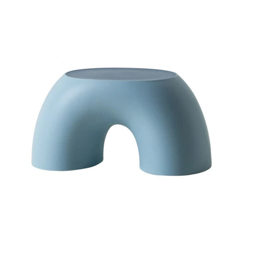 Blue Minimalist Round Shape Footstool - Durable Anti-slip Rainbow Stool for Home, Creative Design PP+Polypropylene Material, Comfortable Shoe Bench