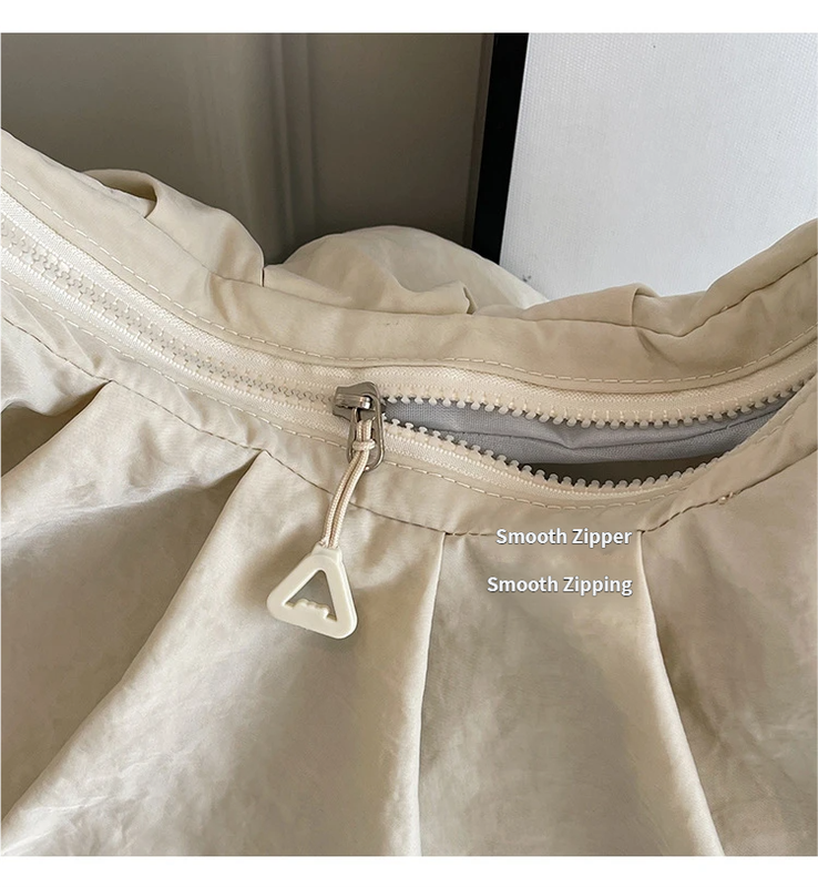 Beige Large Capacity Ruched Travel Duffel Bag - Stylish Yoga Mat Storage Shoulder Bag - Lightweight Gym Fitness Tote with Drawstring Detail for Weekend Getaways and Sports