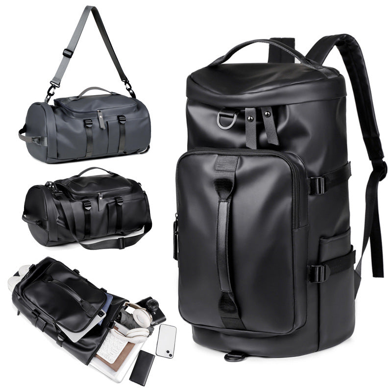Black Large Capacity Men's Travel Backpack with Shoe Compartment