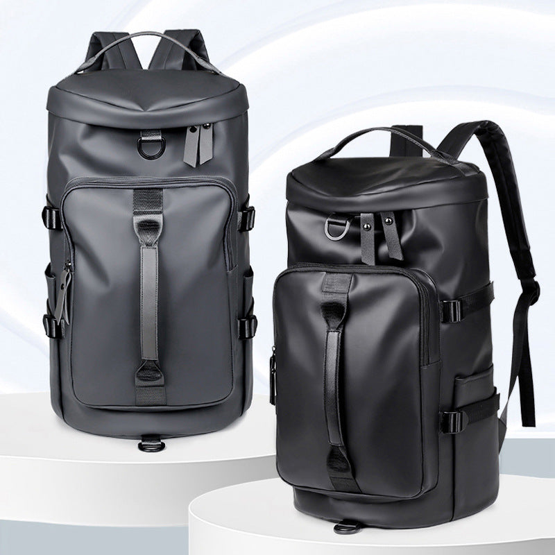 Black Large Capacity Men's Travel Backpack with Shoe Compartment