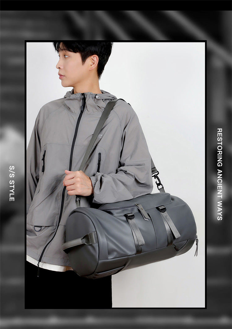Grey Large Capacity Men's Travel Backpack with Shoe Compartment