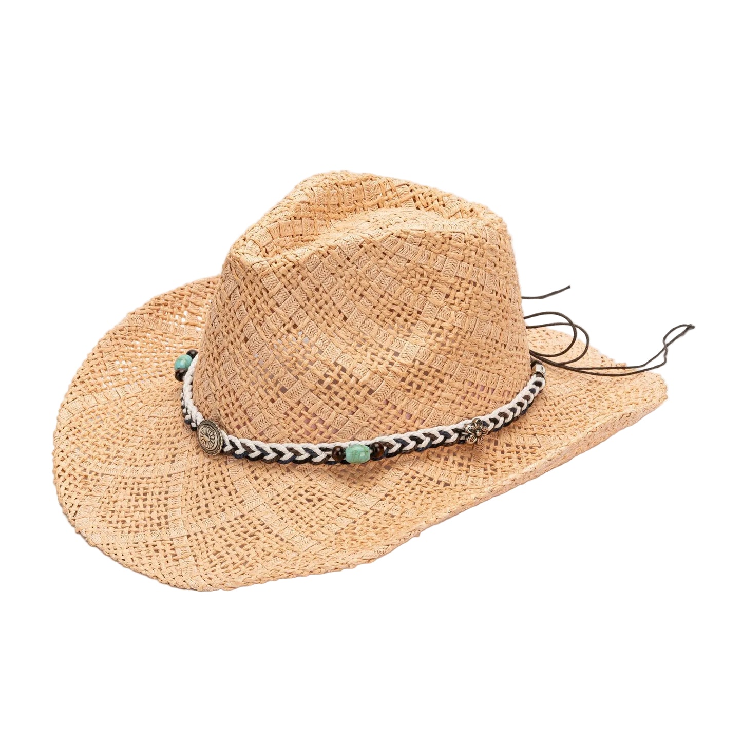 Camel Handmade Straw Cowboy Hat, Summer Sun Hat, Outdoor Sun Protection, Fits Head Size 58-59cm