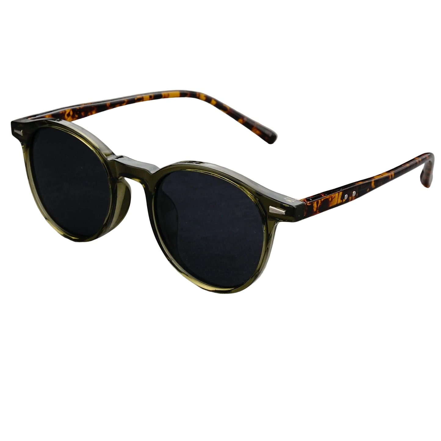 Green Frame With Gray Flakes 2 Pairs Round Frame Polarized Sunglasses - UV Protection