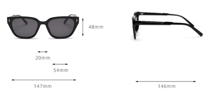 Gloss Black All Gray Retro Small Frame Sunglasses - Black - UV Protection