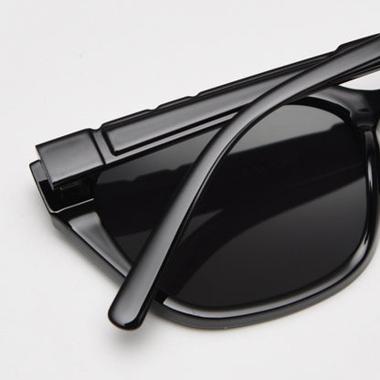 Bright Black Whole Tea Retro Small Frame Sunglasses - Black - UV Protection