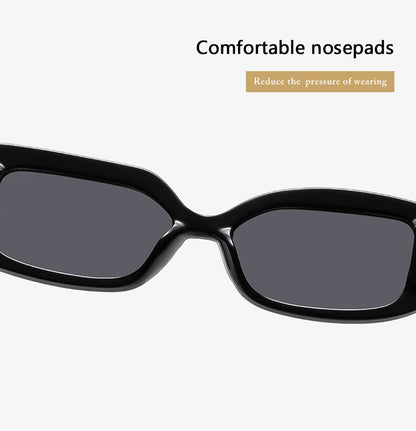 Rose red frame yellow tablet 2-pcs Retro Rectangular Sunglasses for Women & Men
