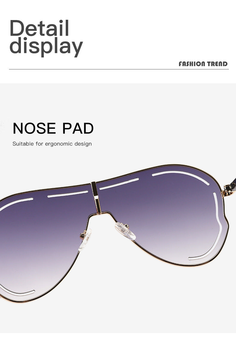 2-PCS Gold frame full gray Oversized Aviator Sunglasses - Unique Cutout Design