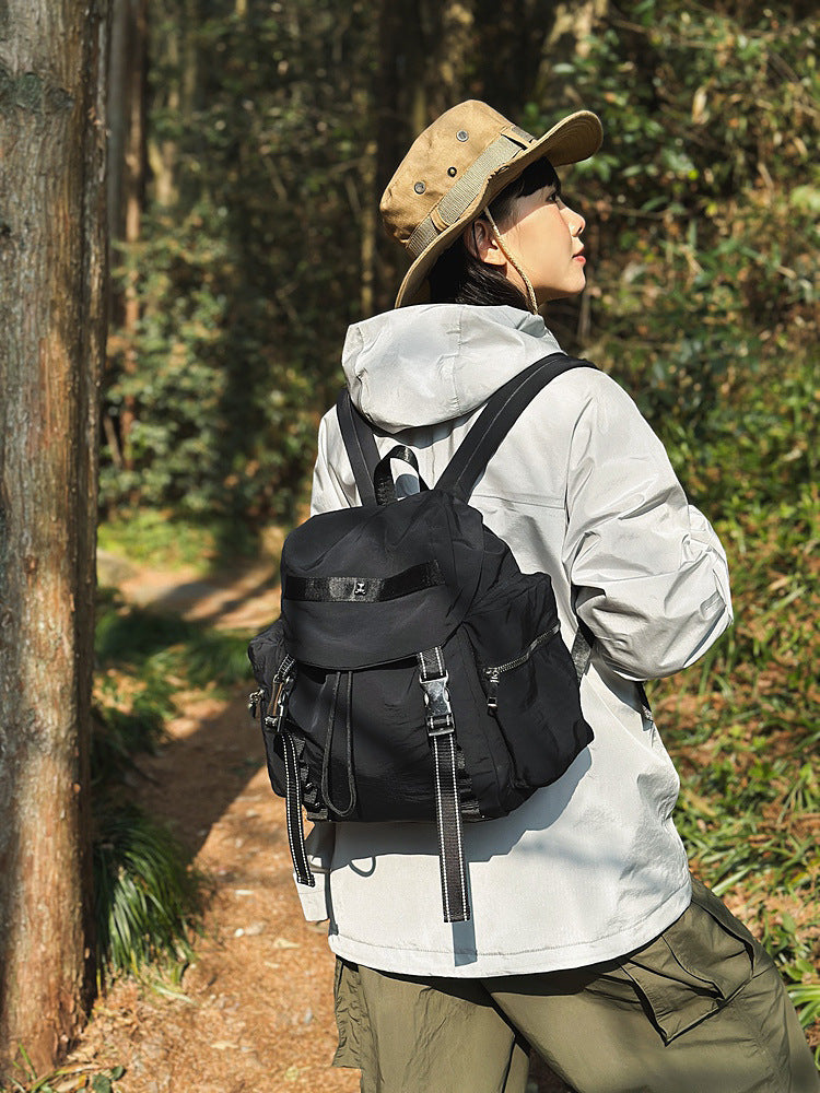 Black Lightweight Nylon Backpack