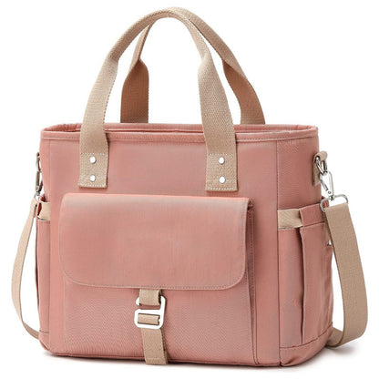 Pink Spacious Insulated Lunch Bag - Wide Open Design, Removable Strap, Side Water Bottle Pockets - Perfect for Work, Picnic & Travel