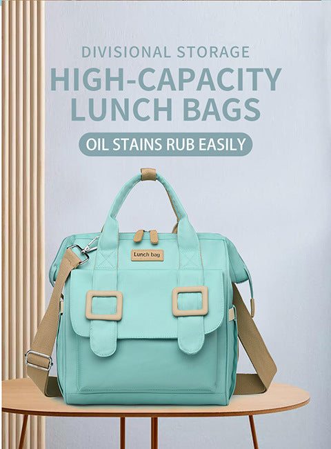 Black Multifunctional Insulated Lunch Bag for Women - Waterproof, Lightweight, and Stylish for Picnics and Outings