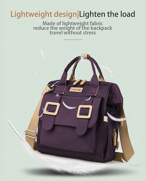 Purple Multifunctional Insulated Lunch Bag for Women - Waterproof, Lightweight, and Stylish for Picnics and Outings