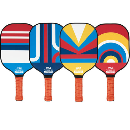 Style 4 Colorful Geometric Patterns Fiberglass Pickleball Paddle - Lightweight 220g with Anti-Slip TPU Grip for Outdoor Sports
