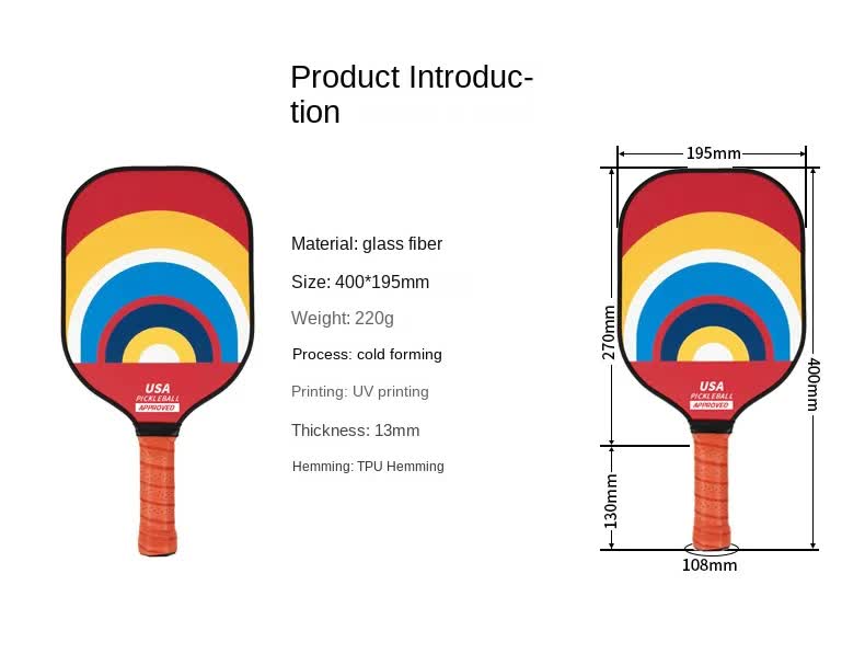 Style 2 Colorful  Geometric Patterns Fiberglass Pickleball Paddle Set - 2 Paddles, 4 Balls, and Portable Carry Bag for Outdoor Play