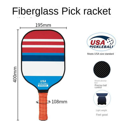 Style 4 Colorful  Geometric Patterns Fiberglass Pickleball Paddle Set - 2 Paddles, 4 Balls, and Portable Carry Bag for Outdoor Play