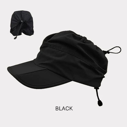 Black Foldable Quick-Dry Summer Sports Visor Hat