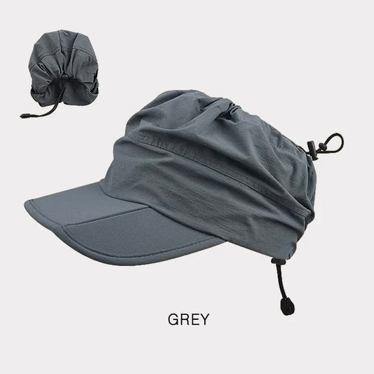 Grey Foldable Quick-Dry Summer Sports Visor Hat