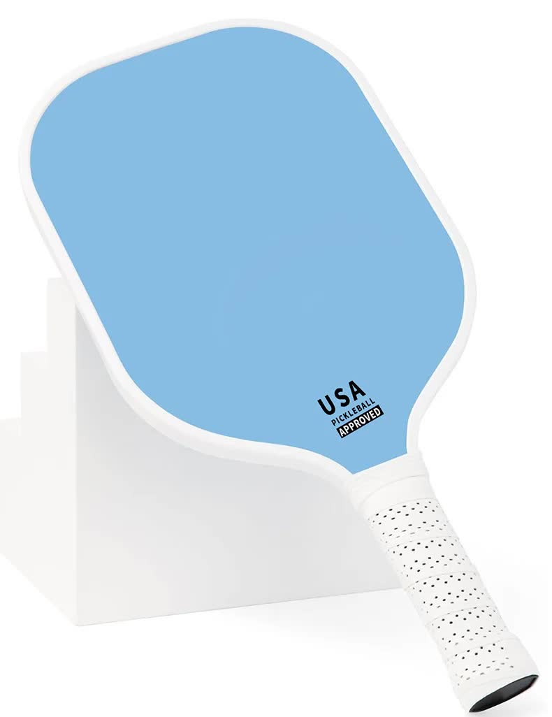 Bright Blue Fiberglass Pickleball Paddle Set - 2 Minimalist Paddles, 4 Balls, and Carry Bag for Outdoor Play
