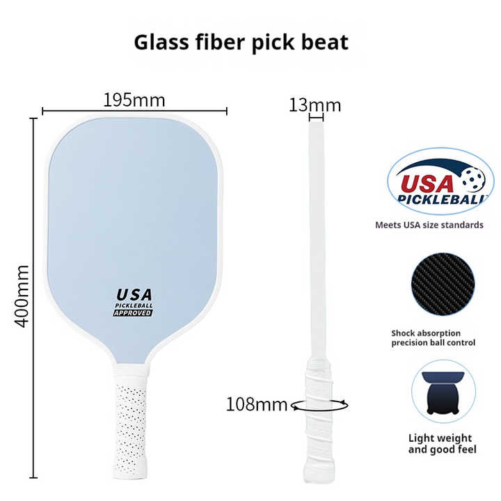 Light Green Fiberglass Pickleball Paddle Set - 2 Minimalist Paddles, 4 Balls, and Carry Bag for Outdoor Play