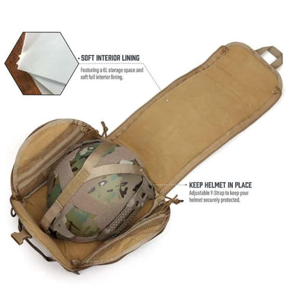 Black Tactical Helmet Bag & Utility Pouch - Padded MOLLE Gear Storage Carrier