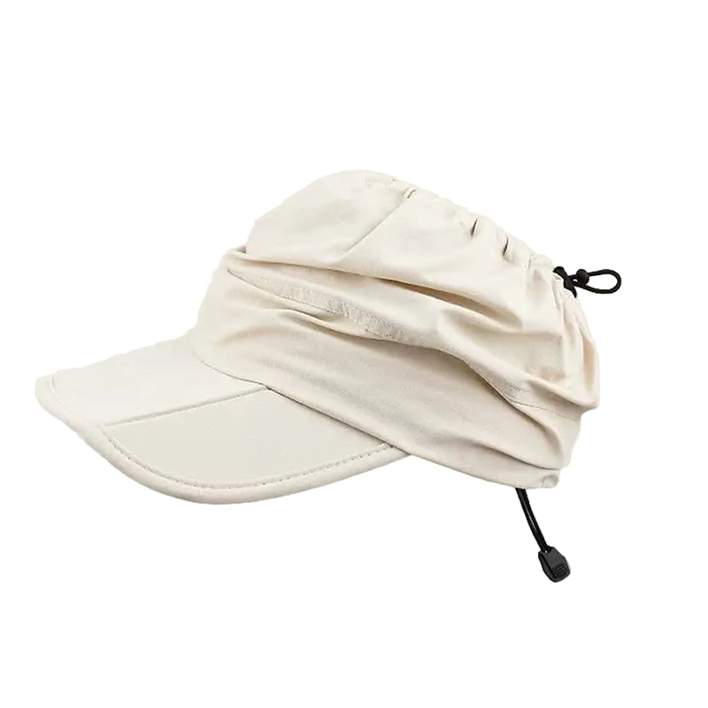 Beige Summer Outdoor Quick Dry Sun Hat - Foldable Visor Cap - UV Protection - 55-58cm