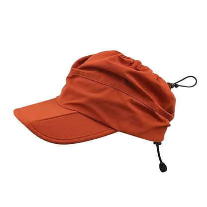 Orange Summer Outdoor Quick Dry Sun Hat - Foldable Visor Cap - UV Protection - 55-58cm