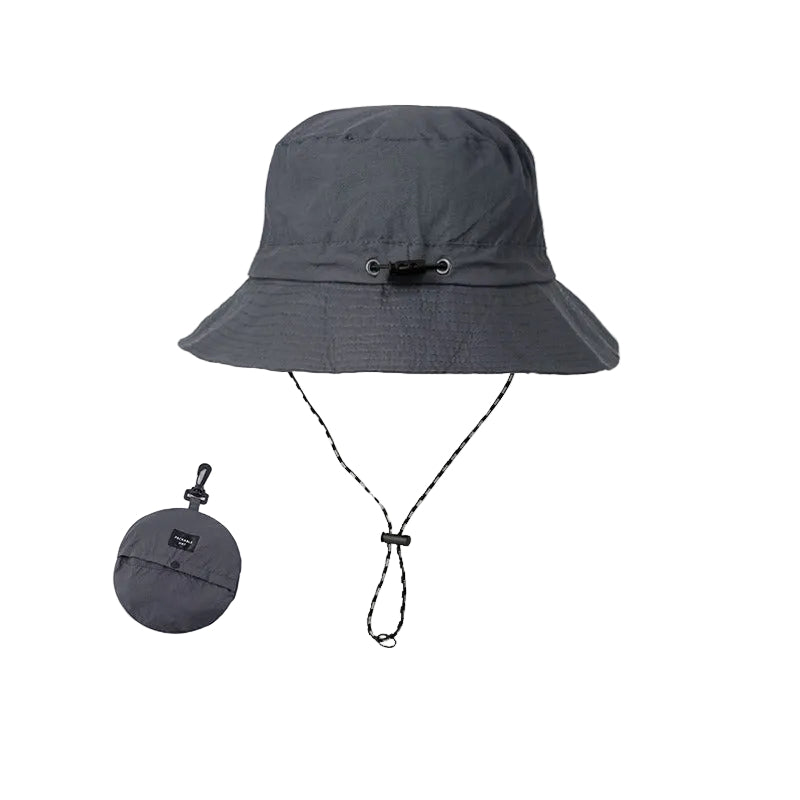 Grey 2pcs Waterproof Bucket Hat - Foldable Outdoor Sun Hat - 55-59cm - with Chinstrap