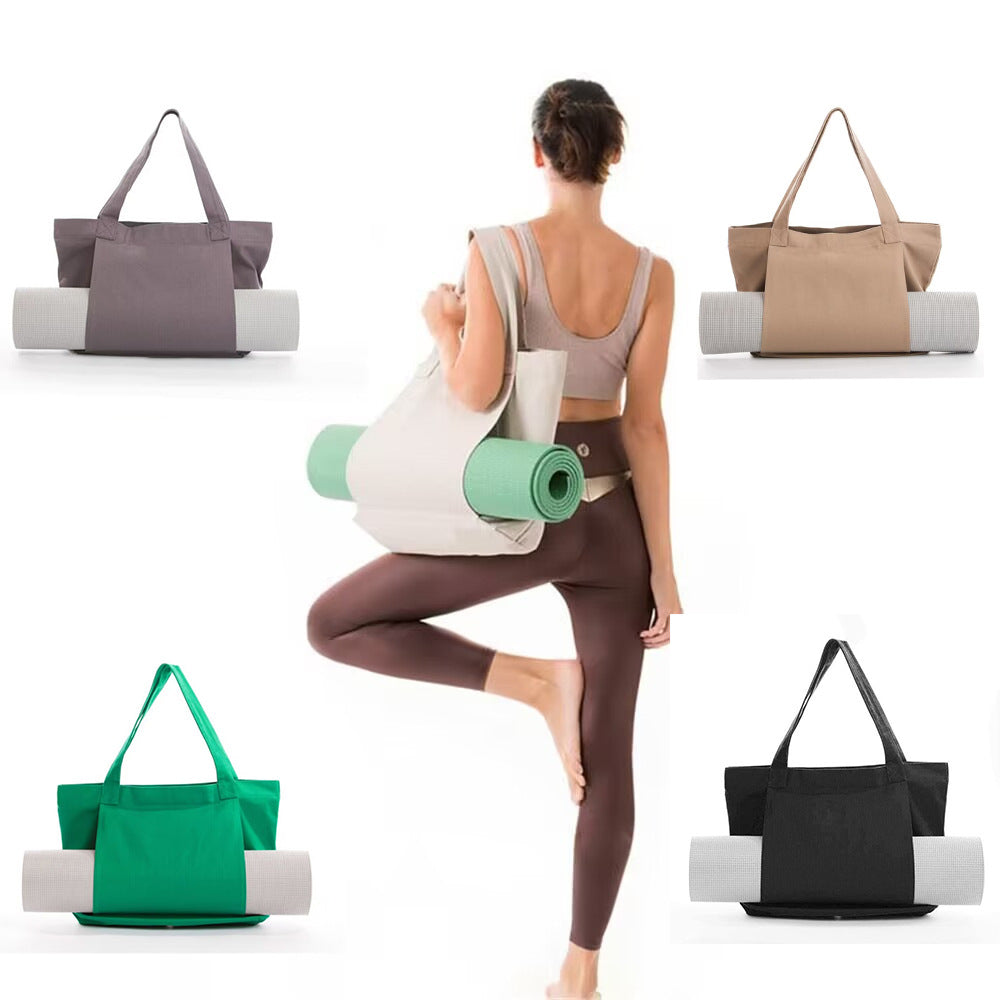 Yoga Mat Tote Bag - Durable Canvas Shoulder Bag for Outdoor Workouts & Travel(Apricot)