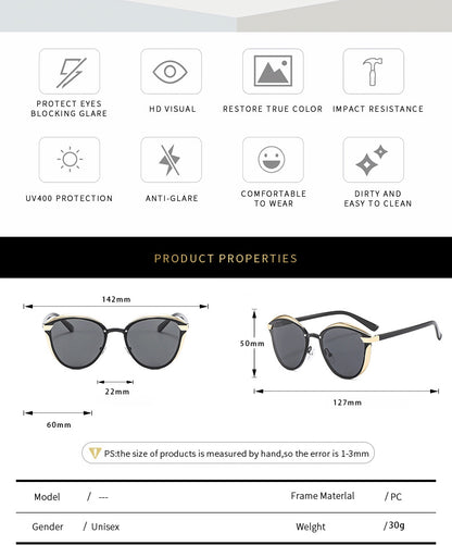 2-pcs Blue Elegant Women's Cat Eye Sunglasses - Anti-Glare, Lightweight Frame