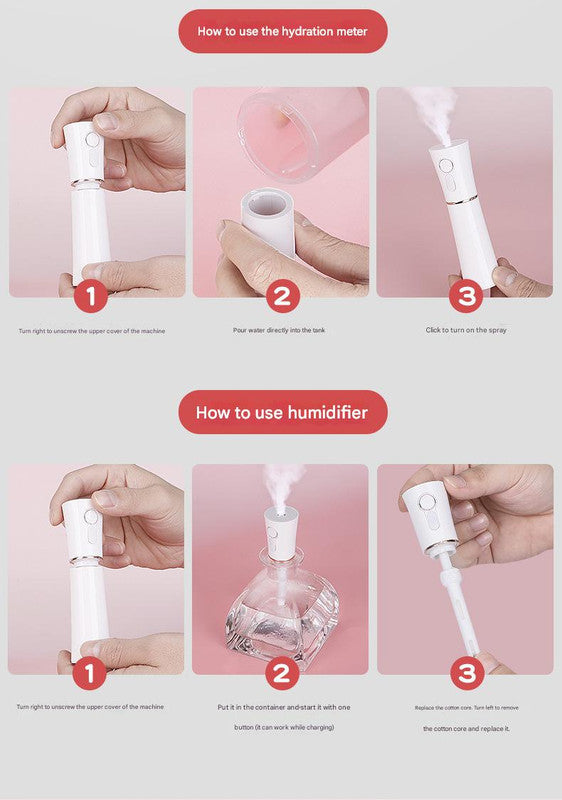 Red 2 in 1 Cool Mist Humidifier and Facial Moisturizer