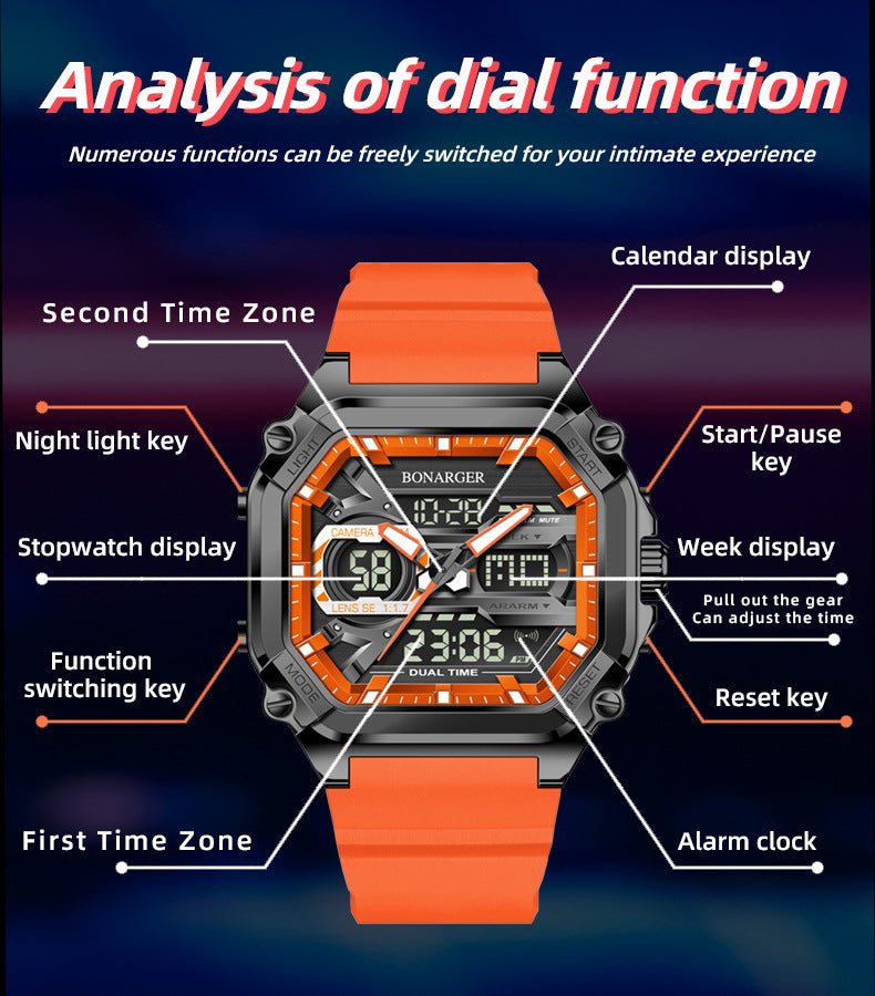 Black Men's Dual Display Watch