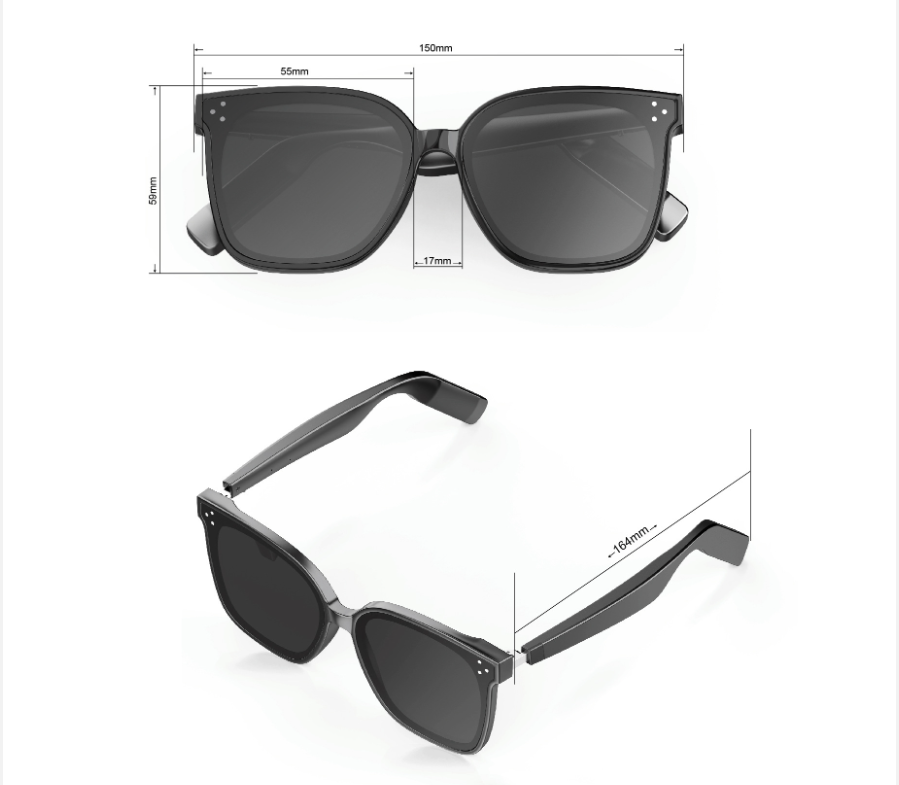 Black Fashion Bluetooth Music Sunglasses - UV Protection Eyewear with Speakers