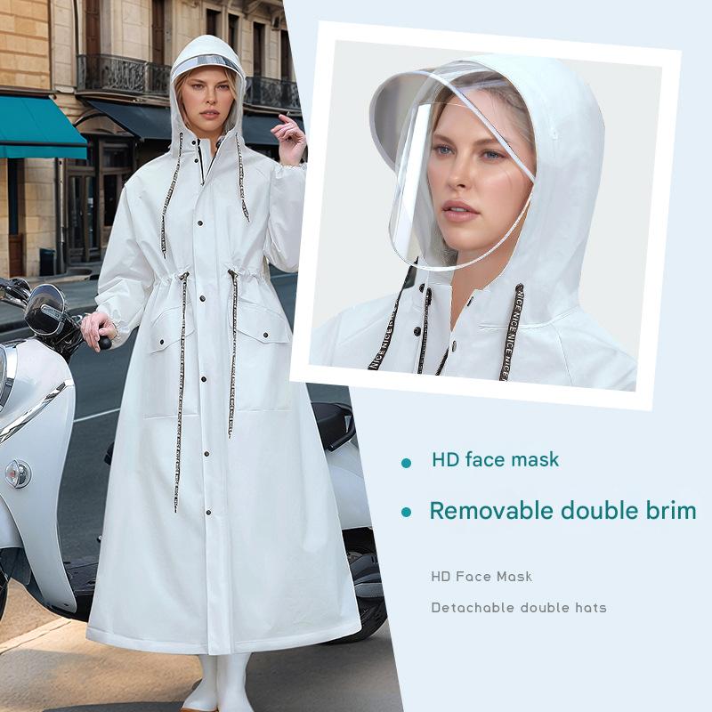 Yellow Women's Long Waterproof Raincoat with Hood and Visor - Stylish Rain Jacket (Size - L)