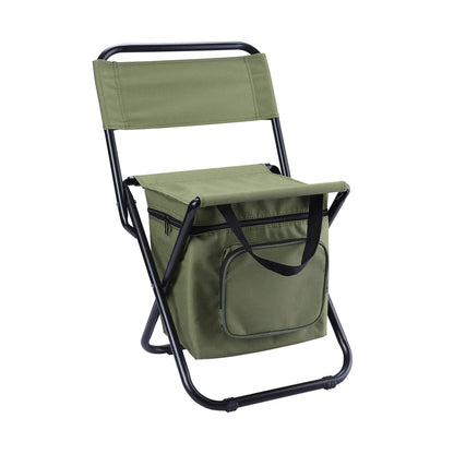 Foldable Camping Chair with Integrated 10L Cooler Bag - Army Green
