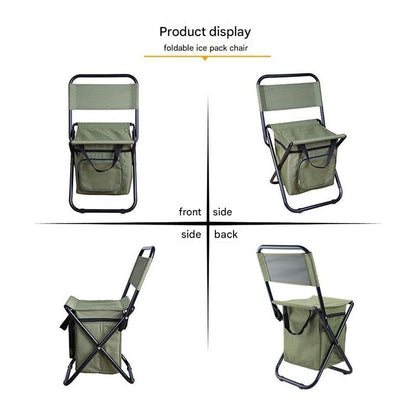 Foldable Camping Chair with Integrated 10L Cooler Bag - Army Green