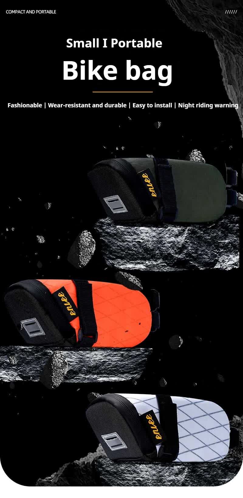 Green And Black Water-Resistant Bicycle Saddle Bag