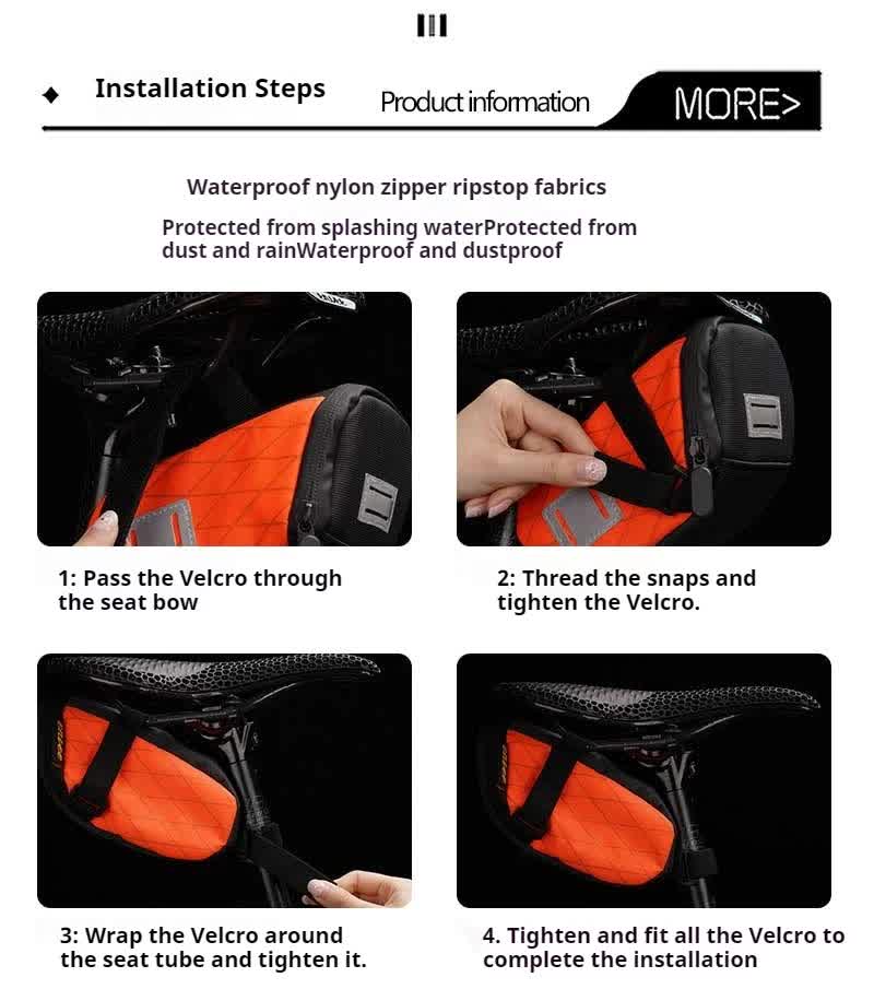 Green And Black Water-Resistant Bicycle Saddle Bag