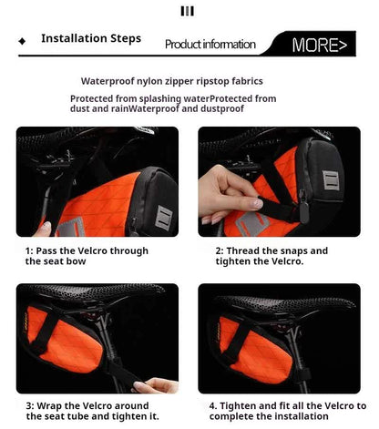 Green And Black Water-Resistant Bicycle Saddle Bag