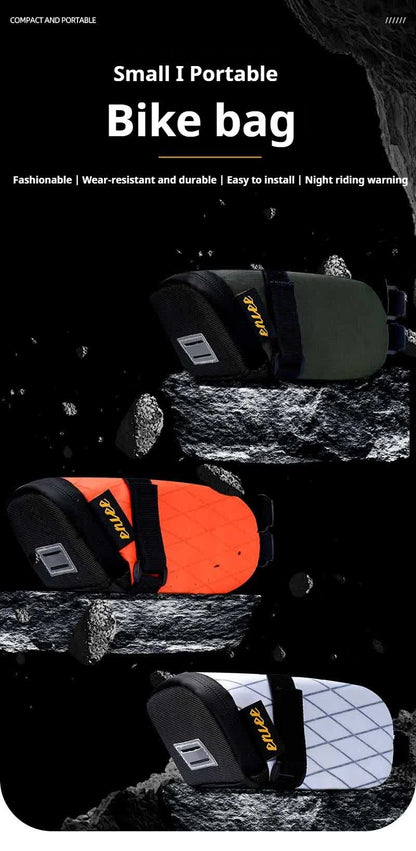 Orange And Black Water-Resistant Bicycle Saddle Bag