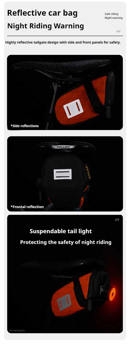 Orange And Black Water-Resistant Bicycle Saddle Bag
