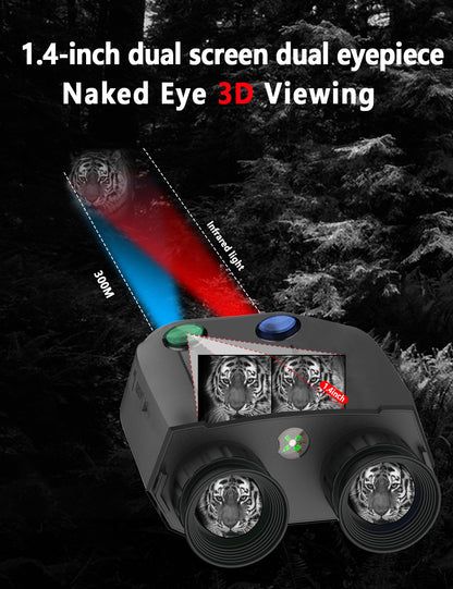 Black Professional HD Digital Night Vision Binoculars - 6X Optical Zoom, IR Illumination, Record 2.5K Video & 48MP Photos