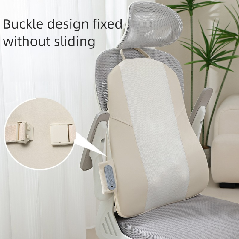 Beige Slim Wireless Shiatsu Back Massager Cushion